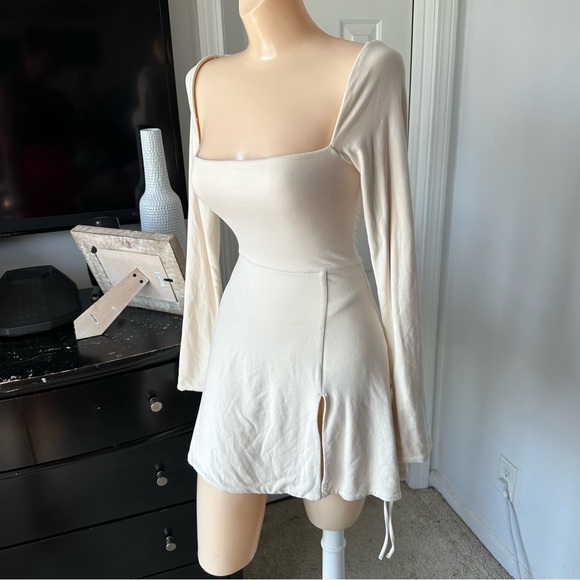 OH POLLY BAIZE SQUARE NECK LONG SLEEVE MINI DRESS - Picture 10 of 15